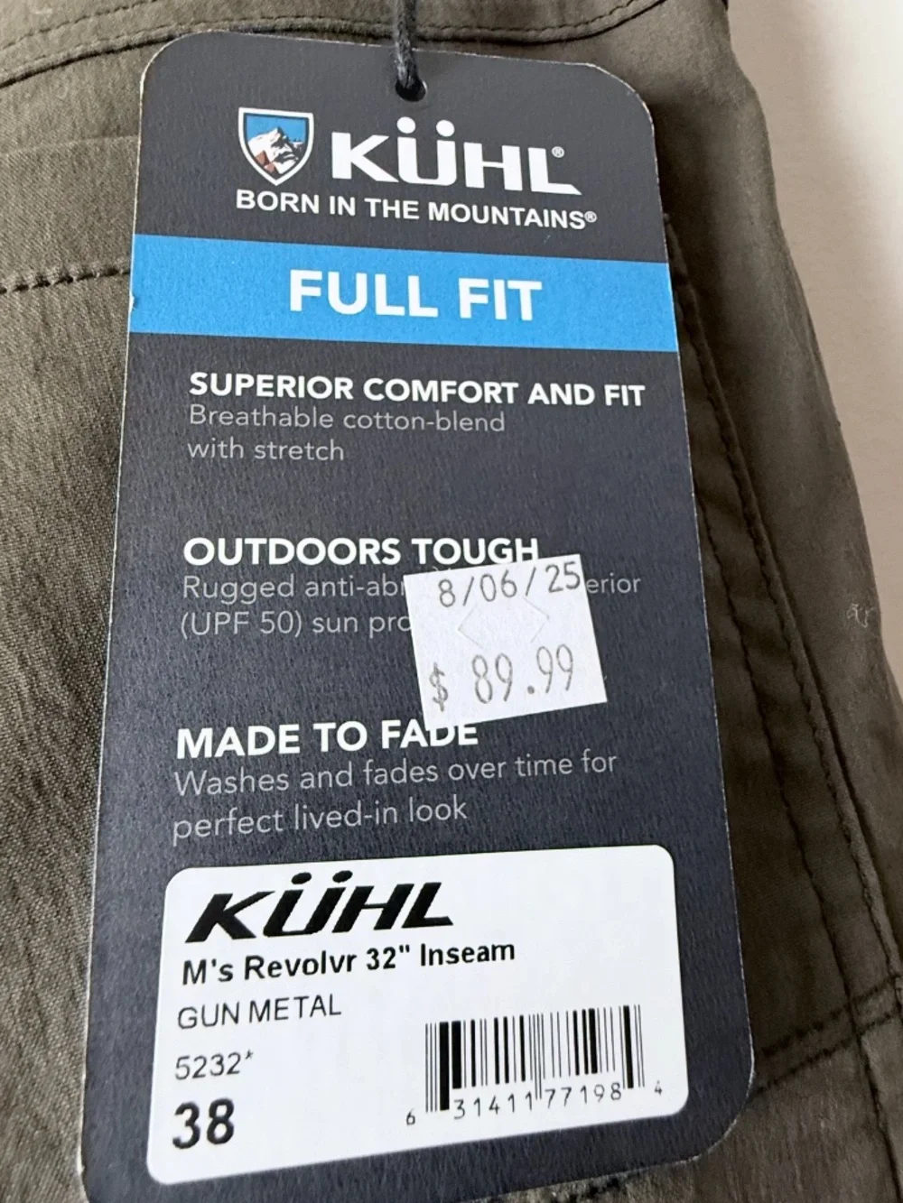 Kuhl Revolvr Pant Size 38 Gun Metal Comfort Fit NWT (I)